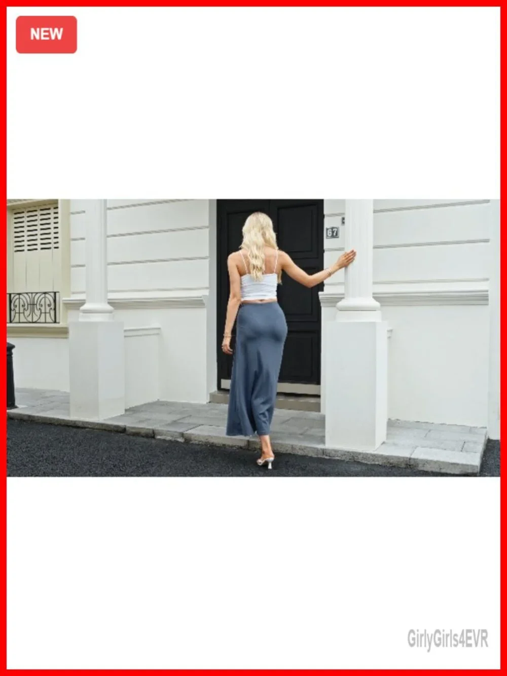 High Waist A-Line Knit Maxi Skirt Viscose Elastane Women
